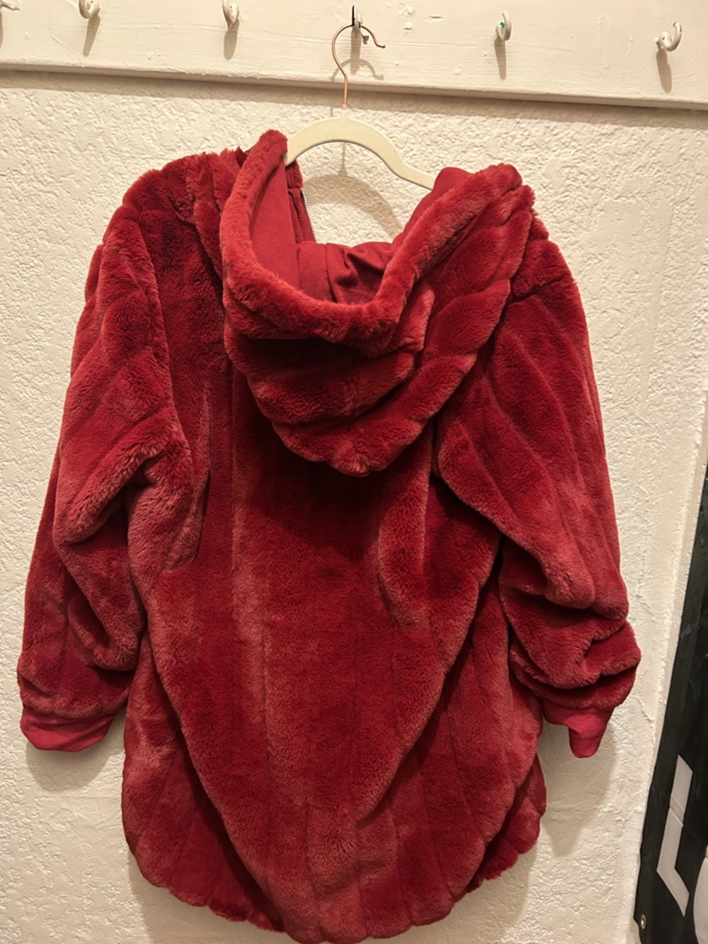 Soft Surroundings Plush Zip-Up Hoodie in Deep Red - Picture 6 of 7